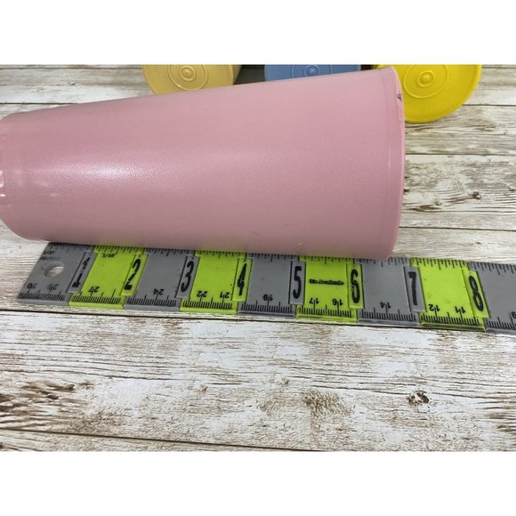 Tupperware Pastel Tumblers Cup 1348 18oz Set of 4 Tan Pink Blue Yellow - Picture 6 of 12